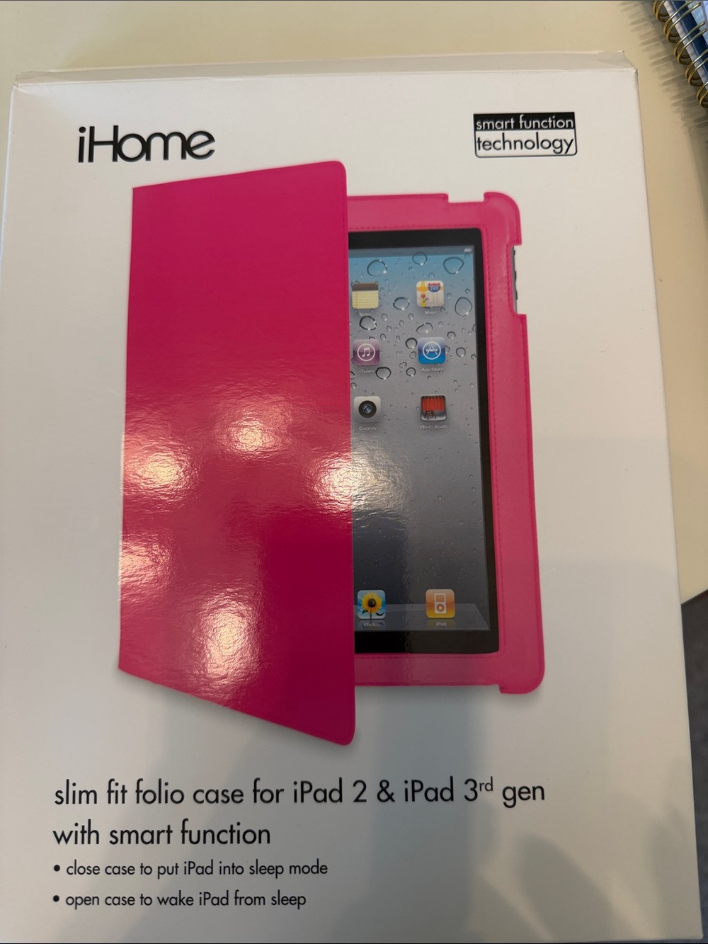 iHome Slim Fit Folio Case in Hot Pink for iPad 2 & 3rd Gen